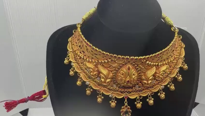 22k Gold Temple jewelry Necklace 42.81g N001