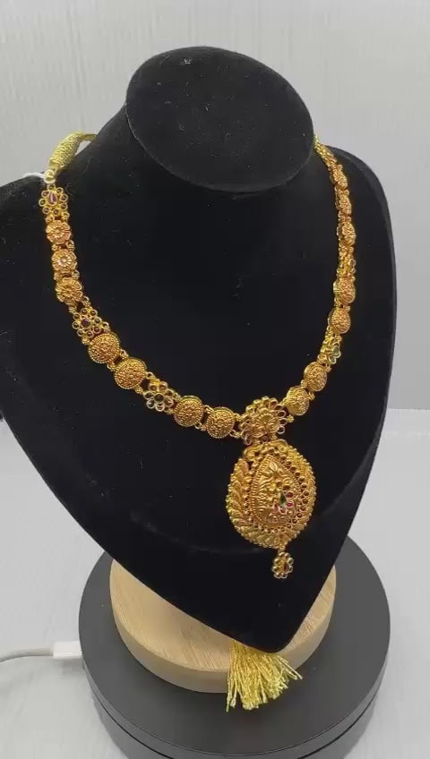 22k Gold Temple jewelry Necklace 23.18g N004