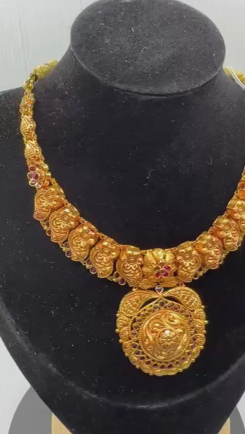 22k Gold Temple jewelry Necklace 22.03g N002