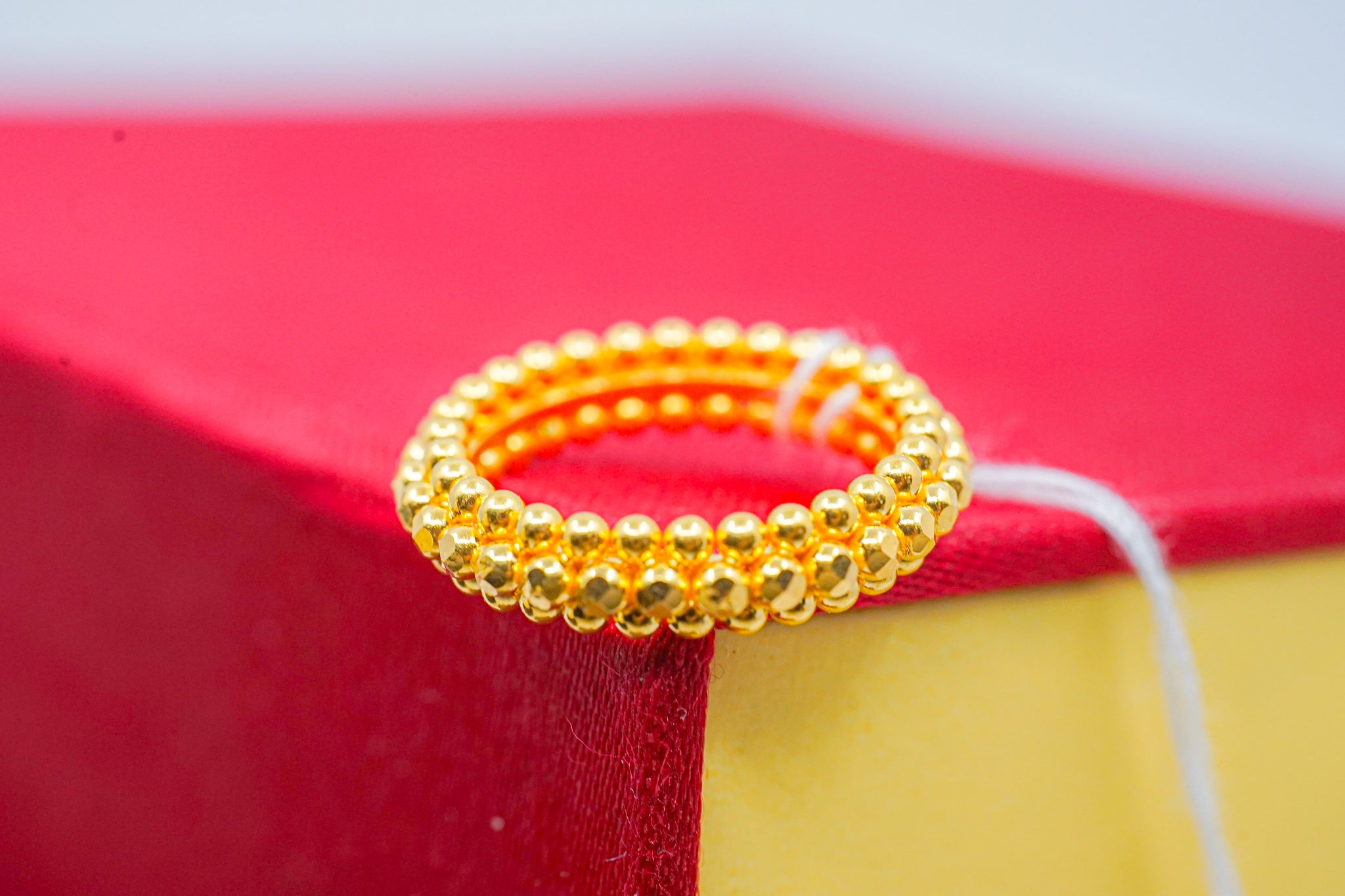 22K gold beaded stacking ring band for women, 3.11g