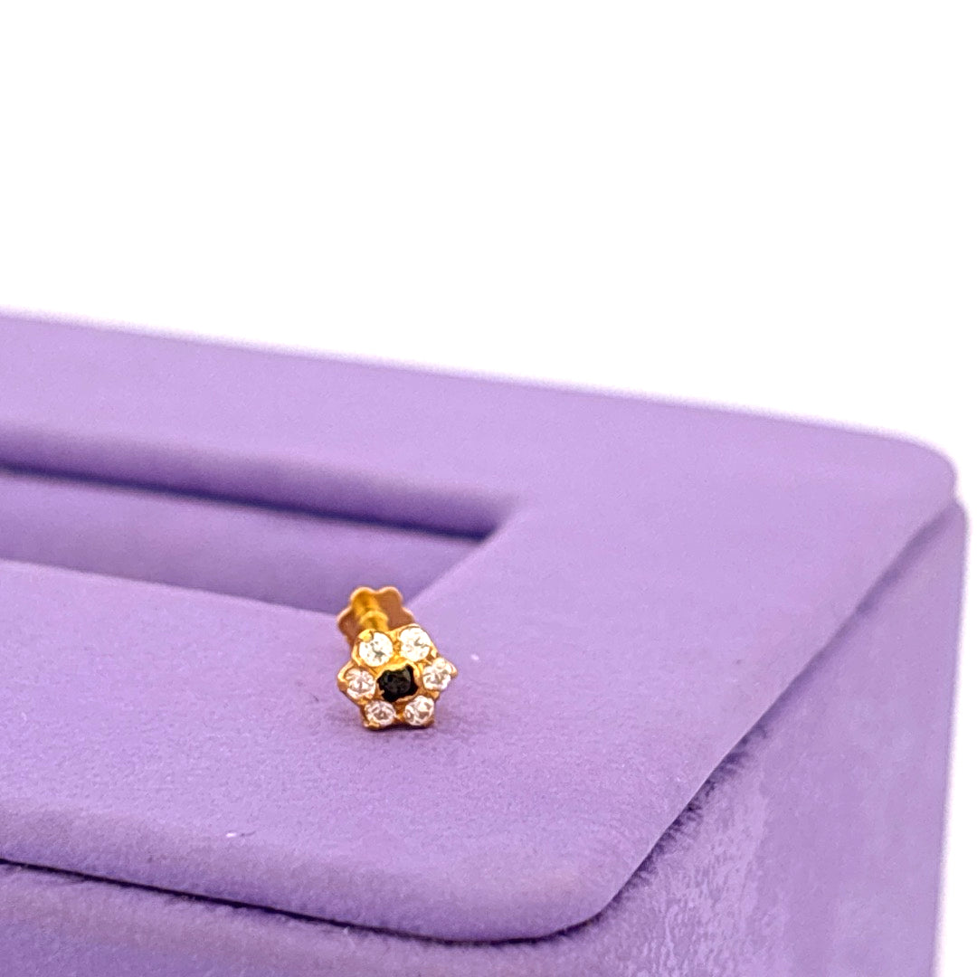 Floral nose pin with black Center