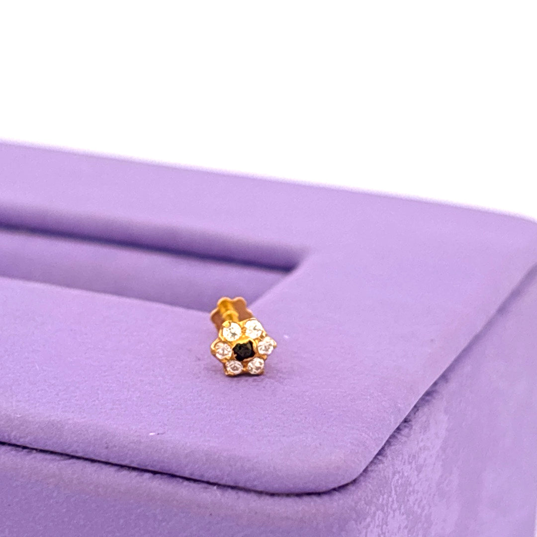 Floral nose pin with black Center