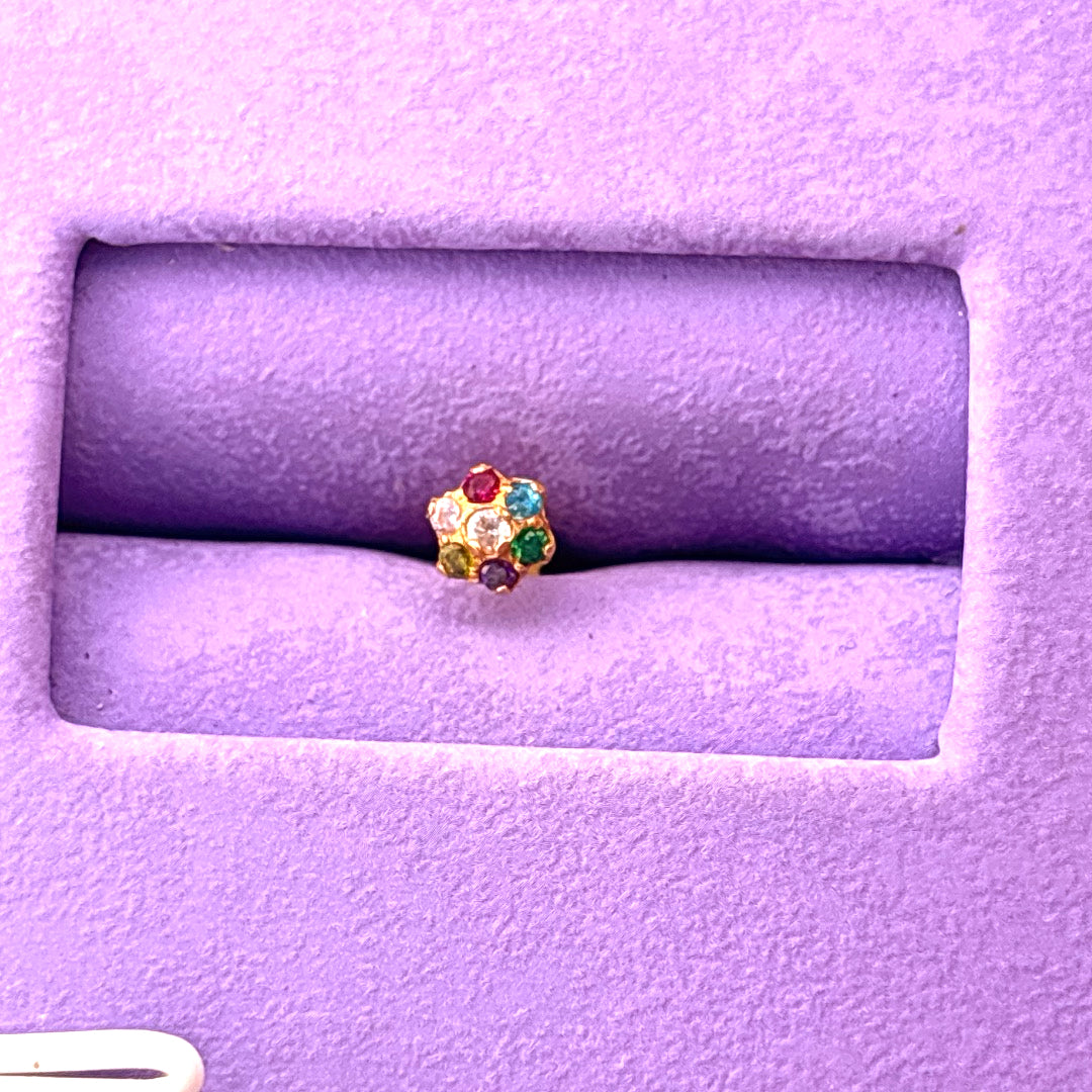 Floral nose pin with color stones