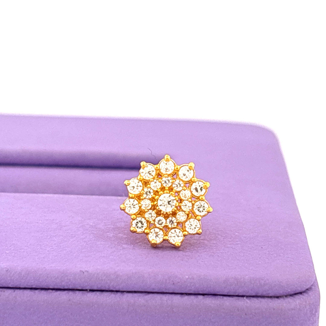 Big Floral nose pin with layered stones