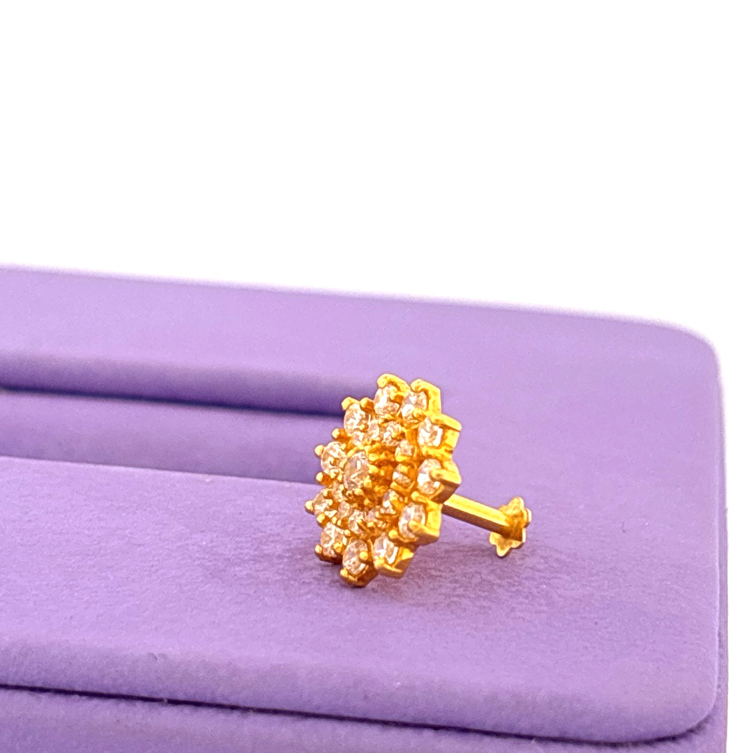 Big Floral nose pin with layered stones