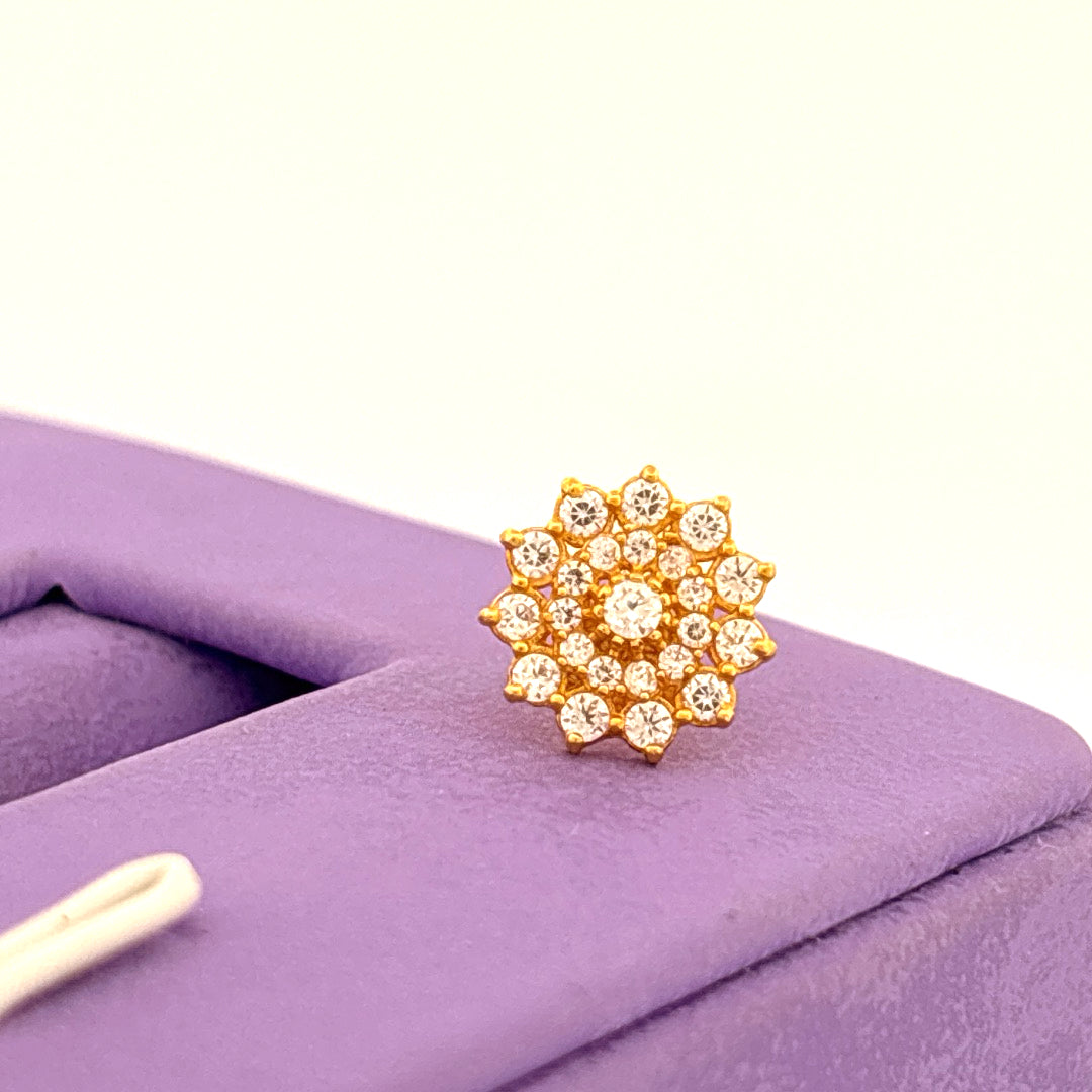 Big Floral nose pin with layered stones