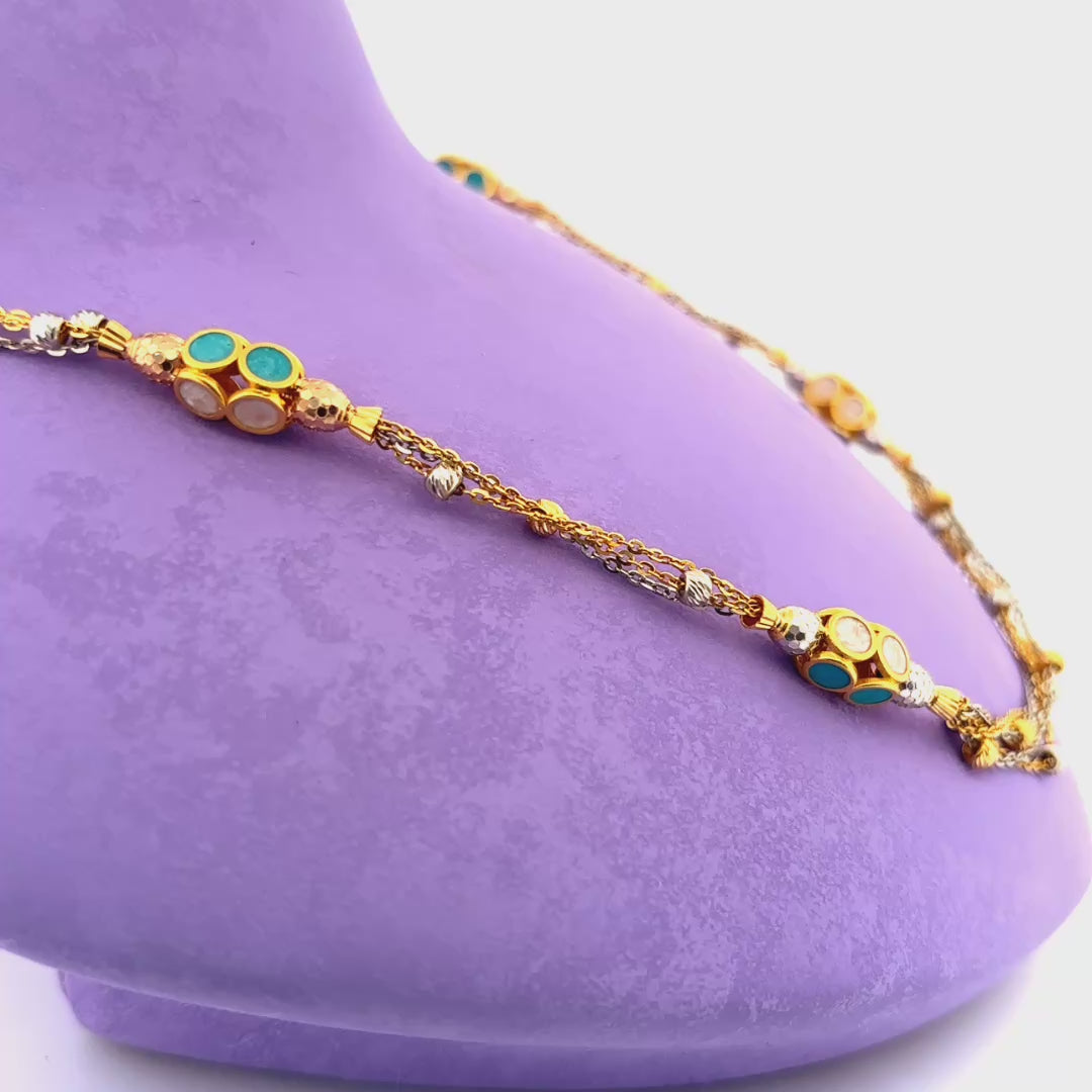 Tri color gold chain wt 20.59