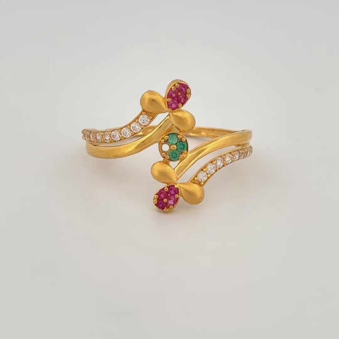 Gold ring with stones wt. 1.96g