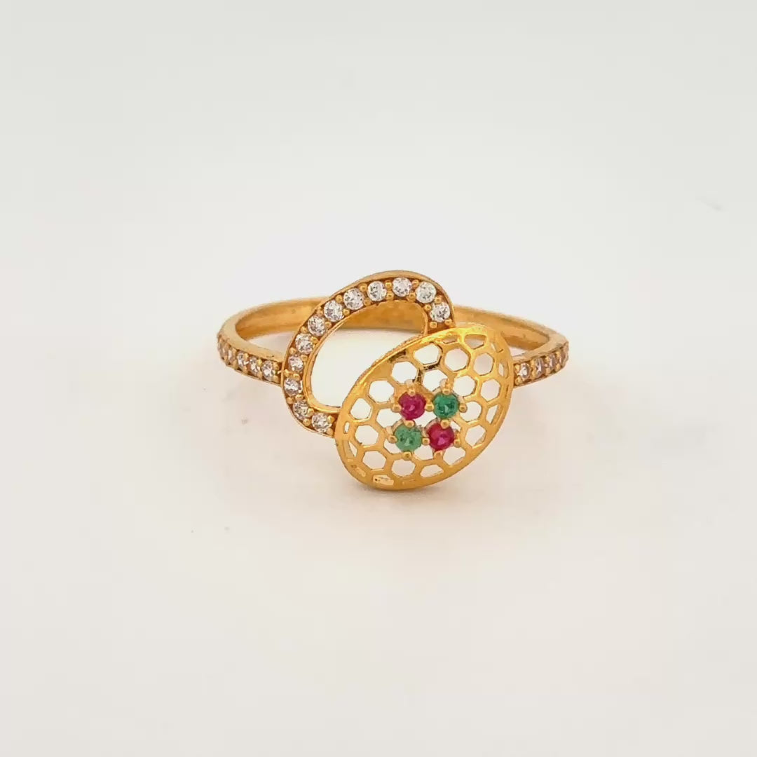 22K Gold Floral Lattice Ring wt. 1.34g