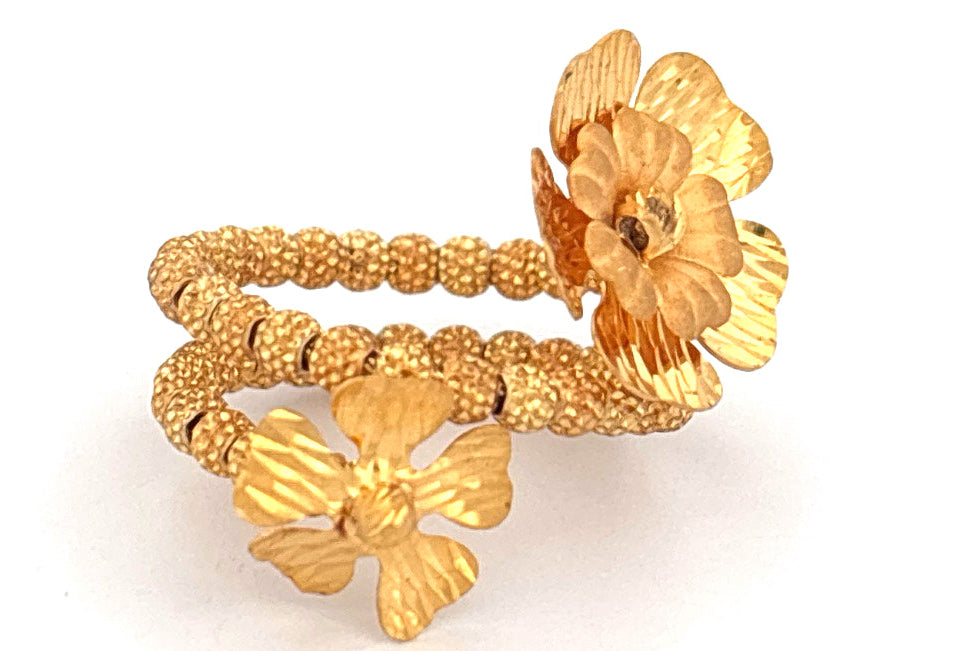 22K Gold Double Flower Ring wt. 6g