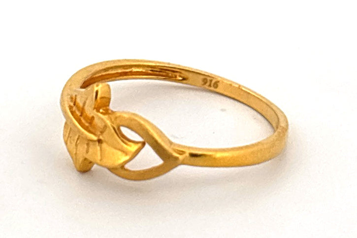 22K Gold Leaf Design Ring wt 1.89g
