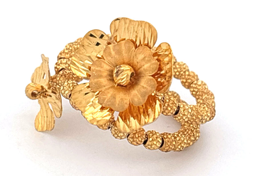 22K Gold Double Flower Ring wt. 6g