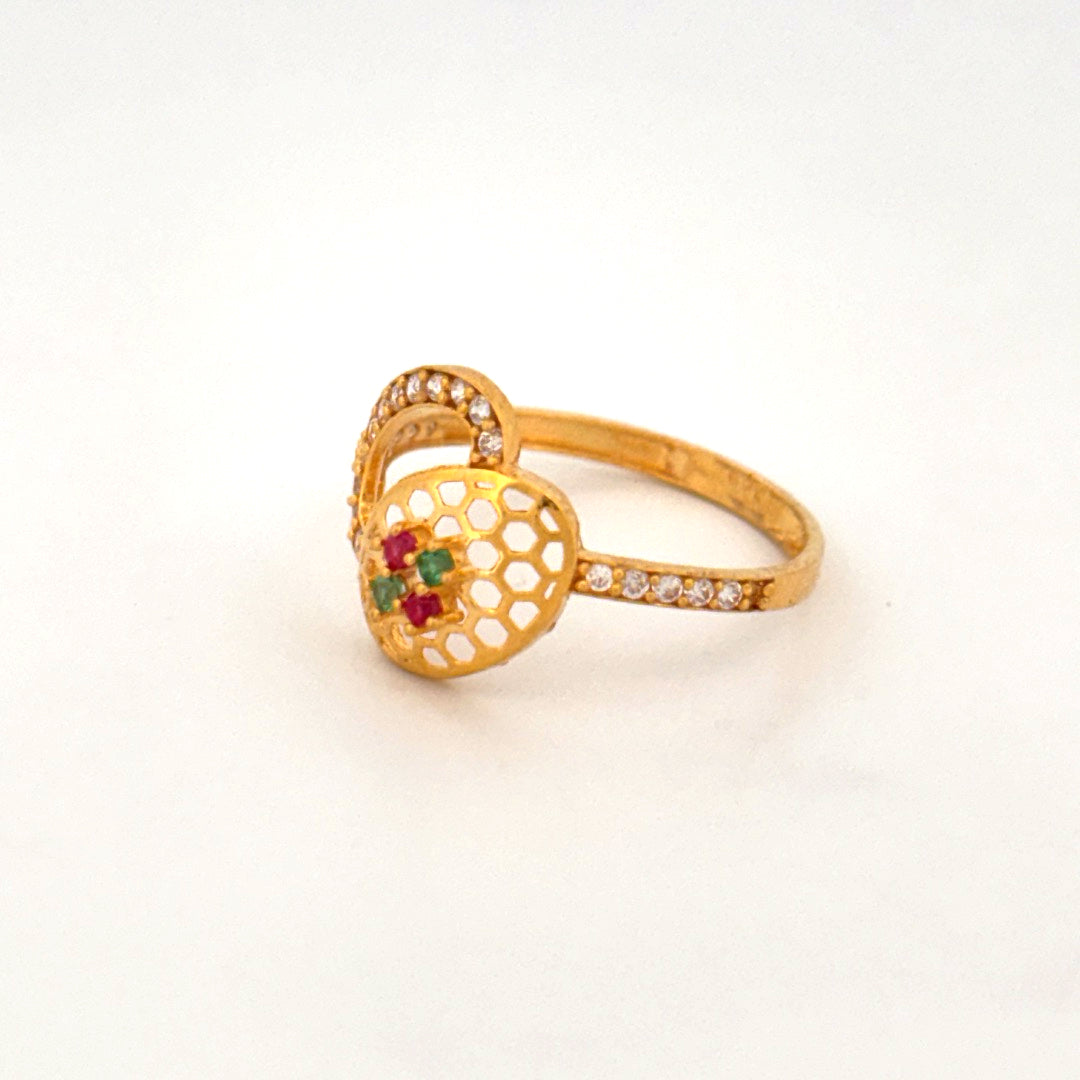 22K Gold Floral Lattice Ring wt. 1.34g