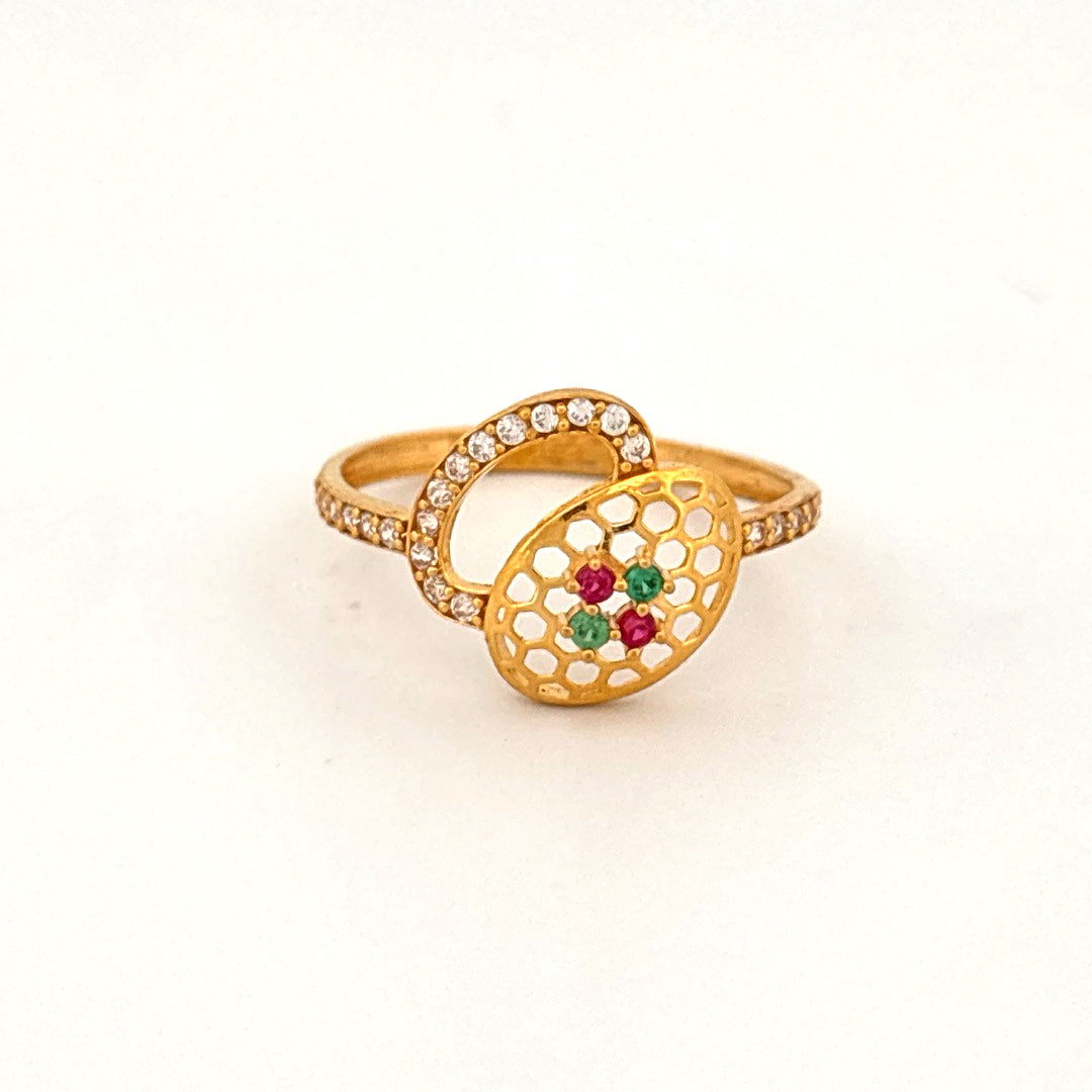 22K Gold Floral Lattice Ring wt. 1.34g