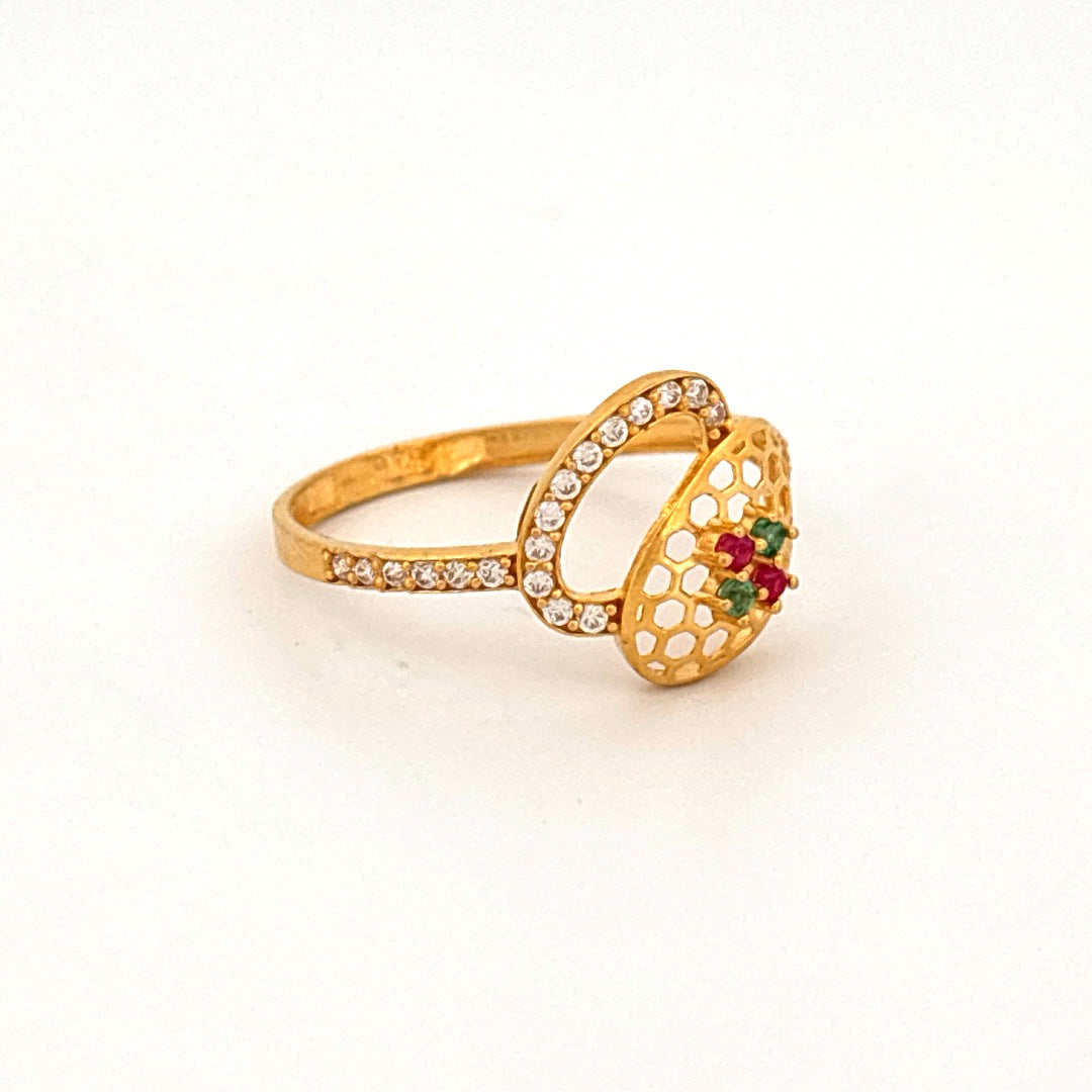 22K Gold Floral Lattice Ring wt. 1.34g